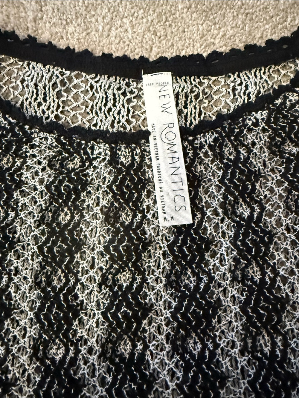 New Romantics Free People Black Crochet Crop Rashele Lace Top - Picture 7 of 7